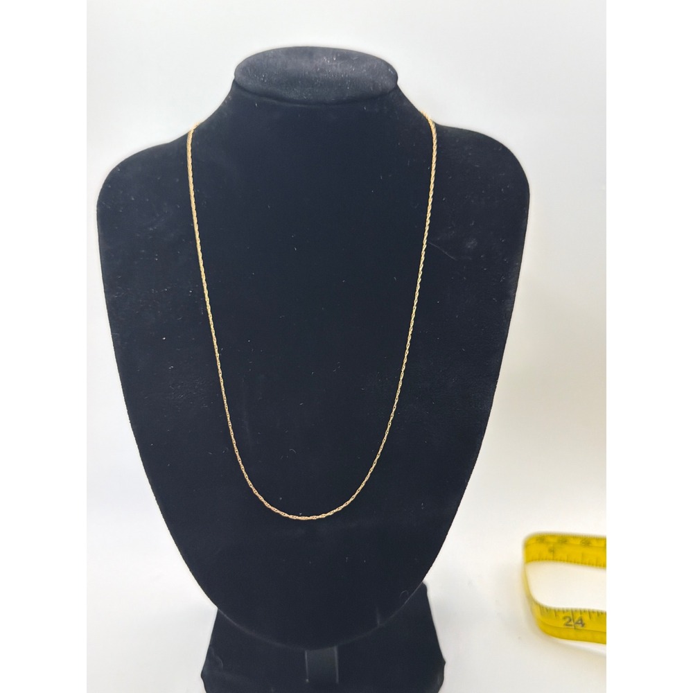 14k Yellow Gold Rope Chain Necklace 20 Inch Fine Link 1mm Spring Ring Clasp